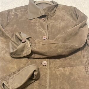 Leather Trench Coat with Stand-Up Collar and Long Sleeves-Reversible